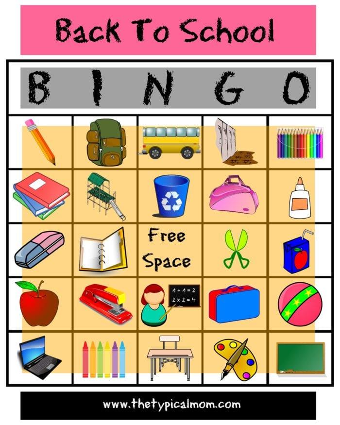Free Back to School Bingo