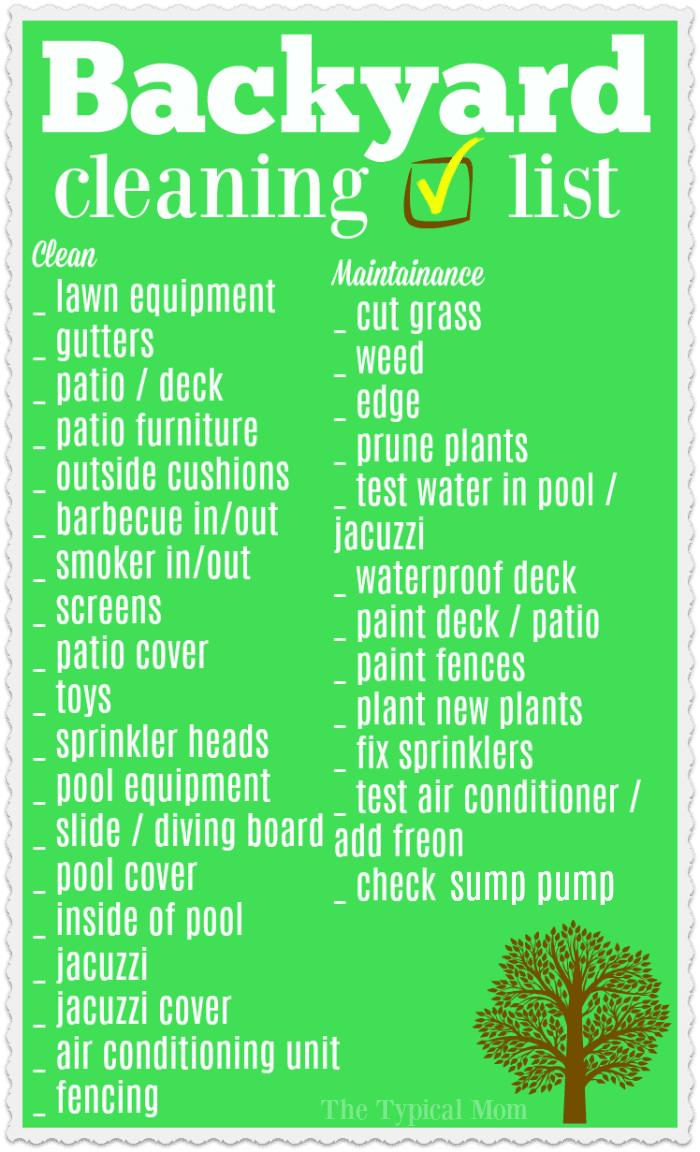 Free Printable Backyard Clean Up Checklist