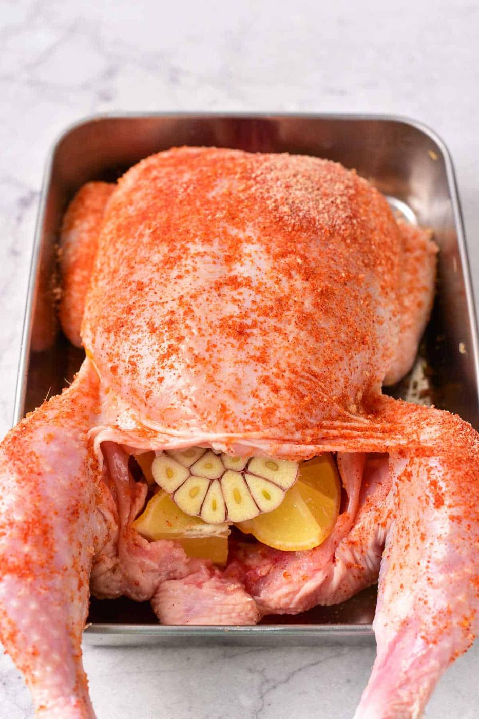 Garlic Stuffed Whole Chicken