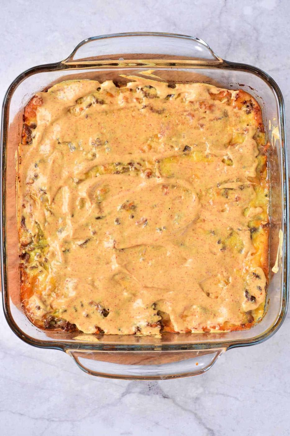 Big Mac Casserole with Thousand Island Dressing