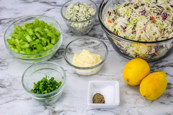 homemade coleslaw with blue cheese