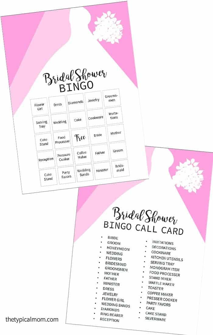 Free Bridal Shower Bingo