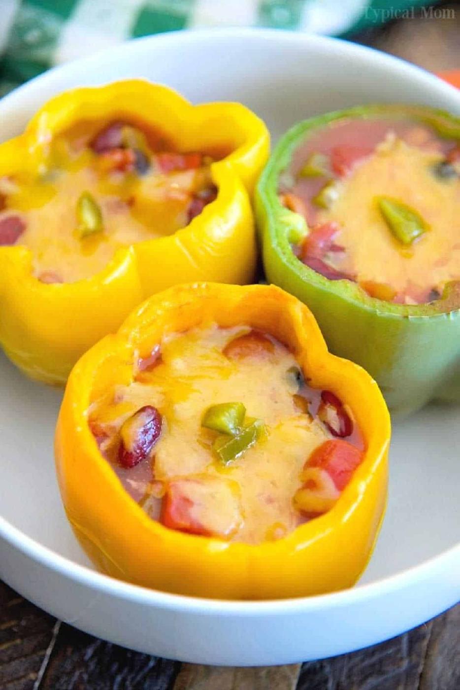 Leftover Chili Stuffed Bell Peppers