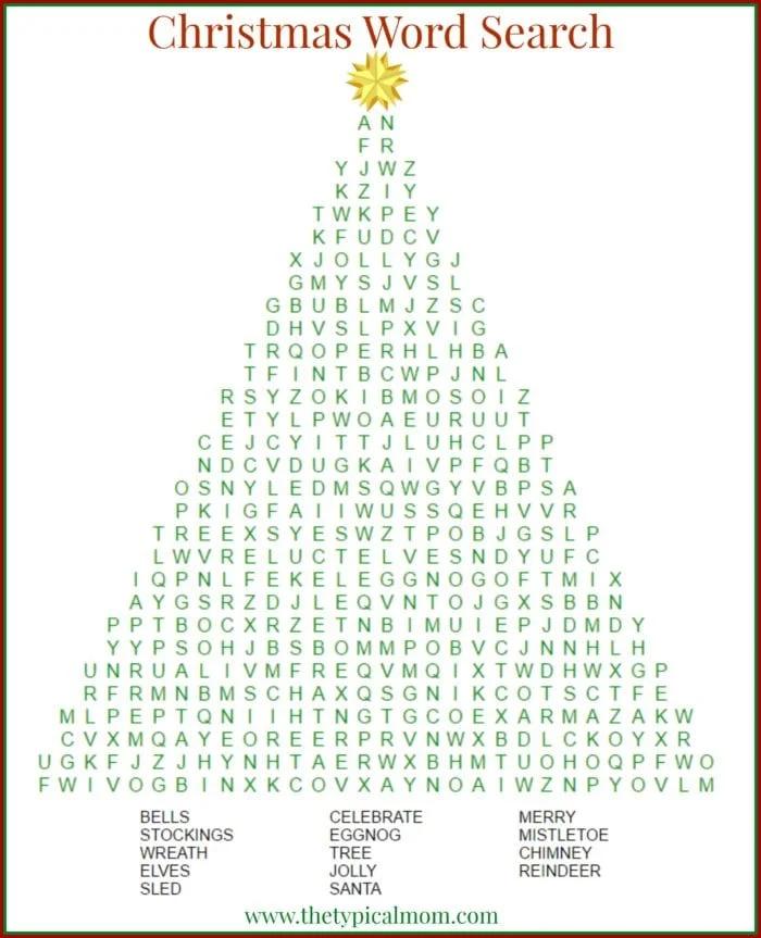 Free Christmas Word Search Printables