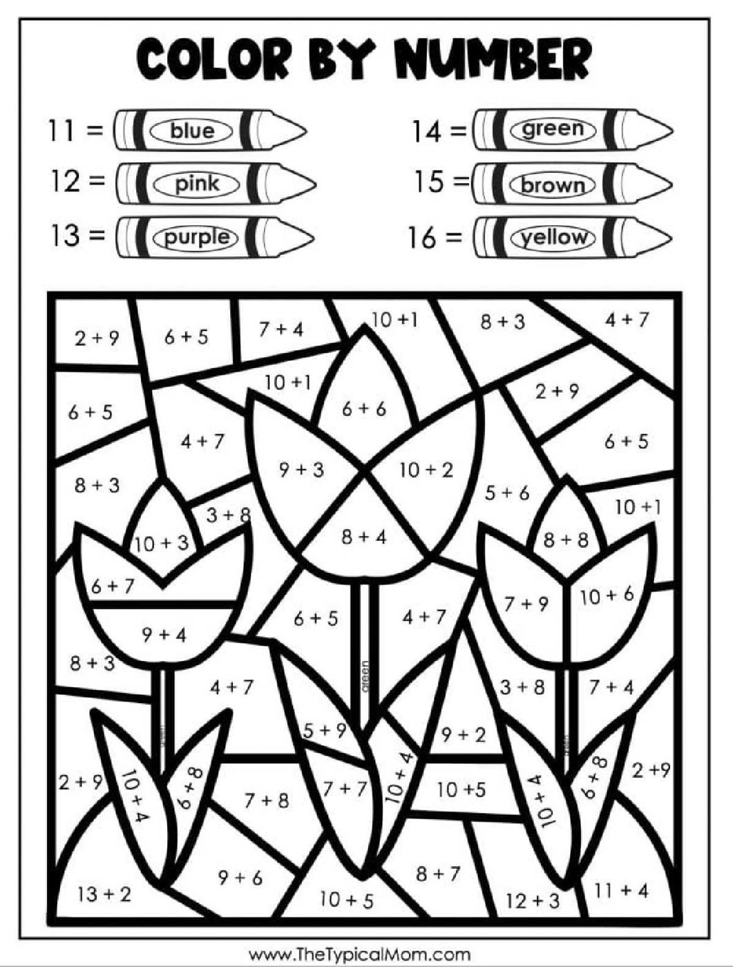 Free Color by Number Flowers