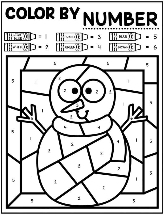 snowman color by number