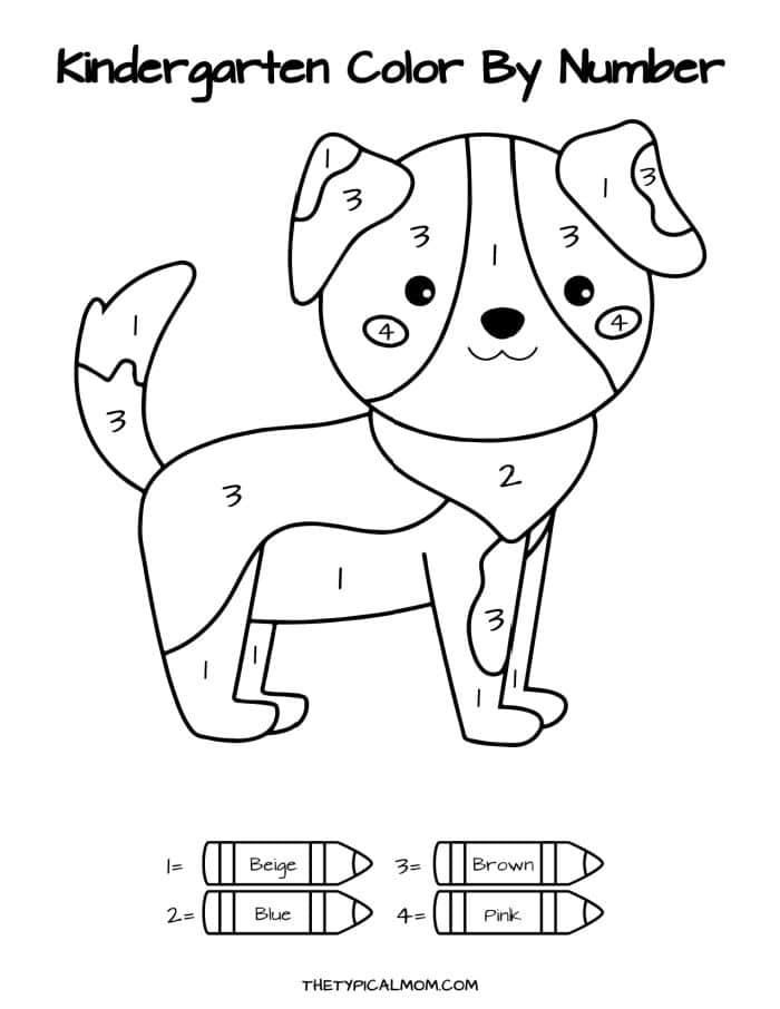 free kindergarten color by number