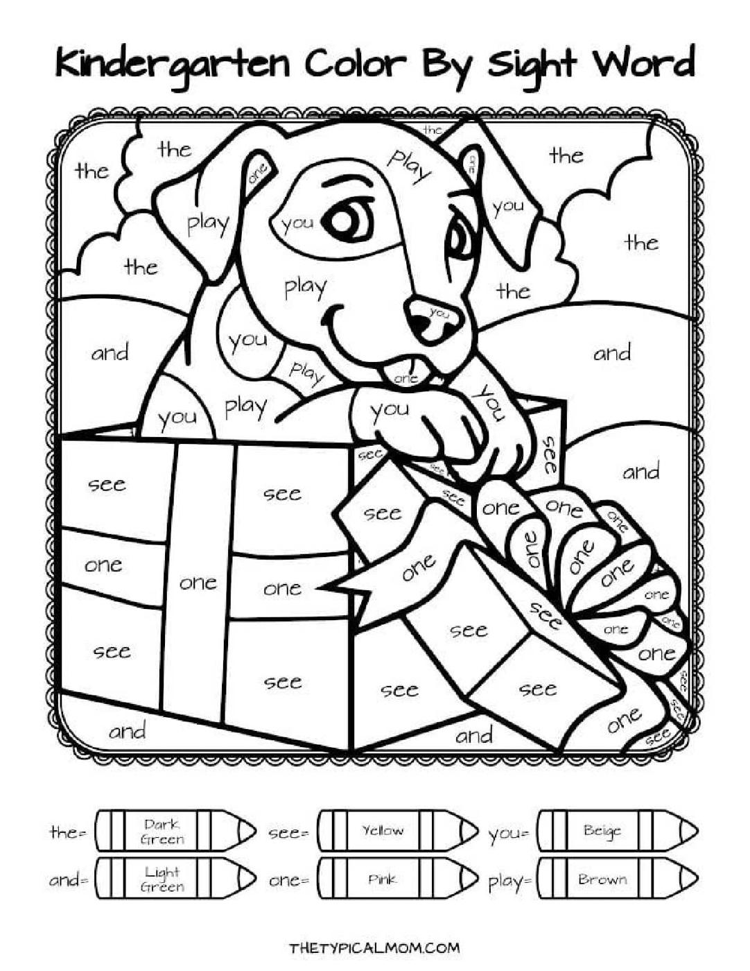 Color by Number Kindergarten Printable
