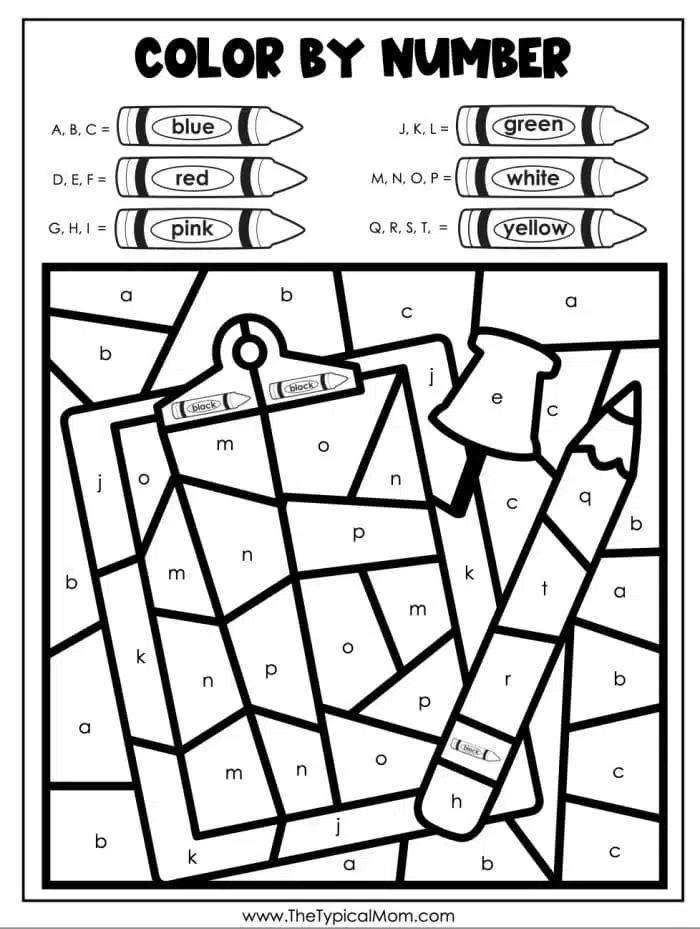 Free Color by Number Preschool