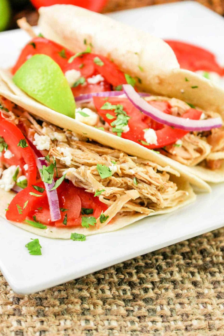 green chile chicken tacos