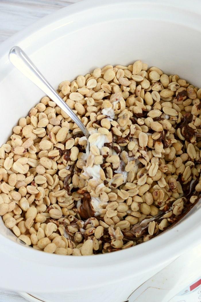 Crockpot chocolate Peanut Clusters