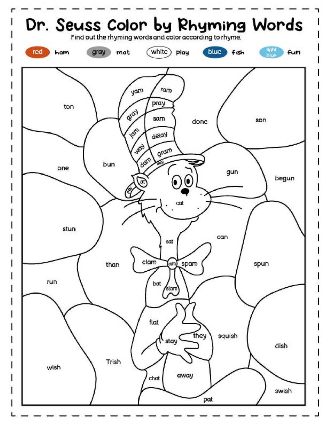 Color by Number Dr. Seuss Coloring Pages