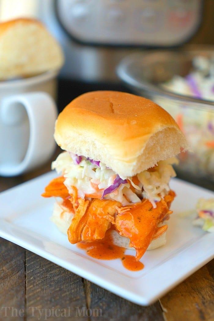 Buffalo Pressure Cooker Chicken Sliders