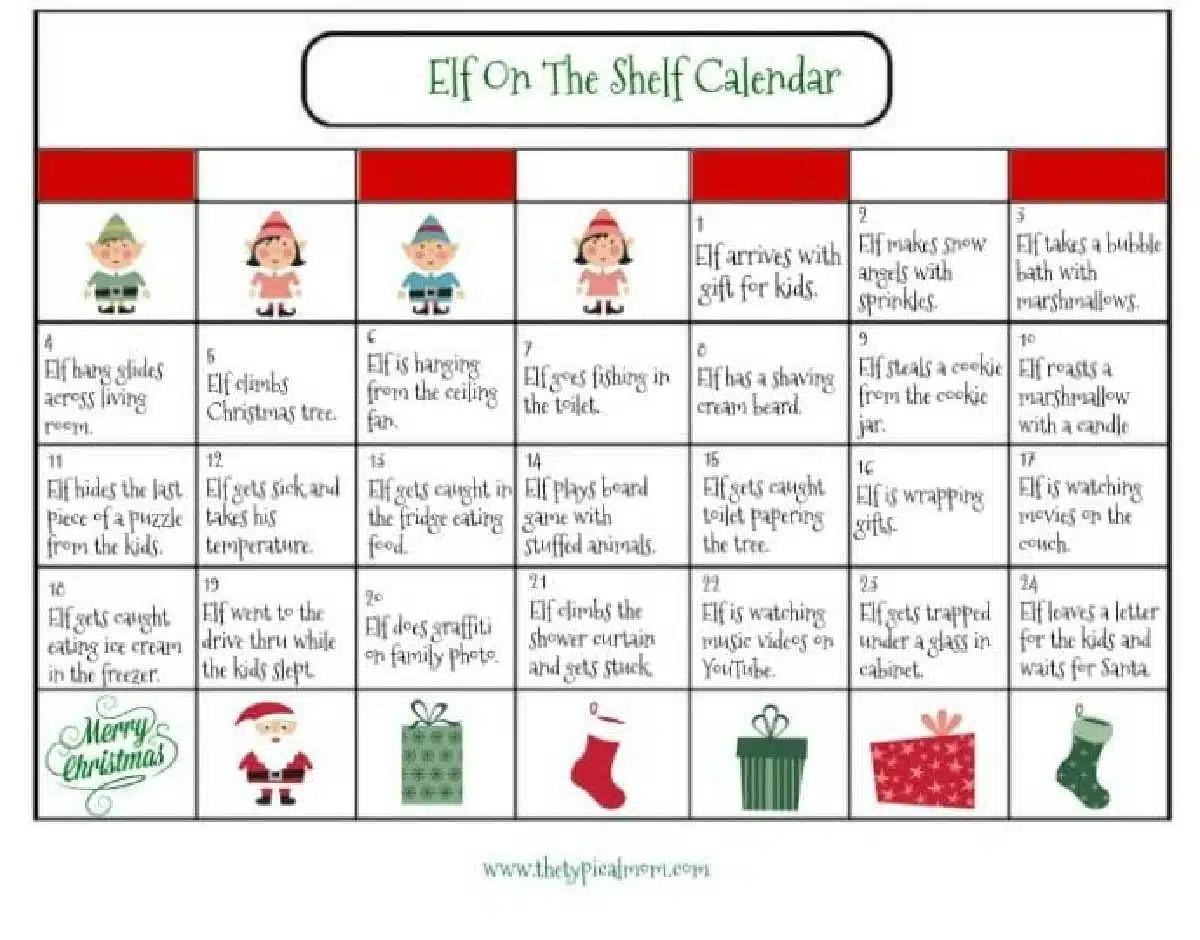Elf on the Shelf Calendar