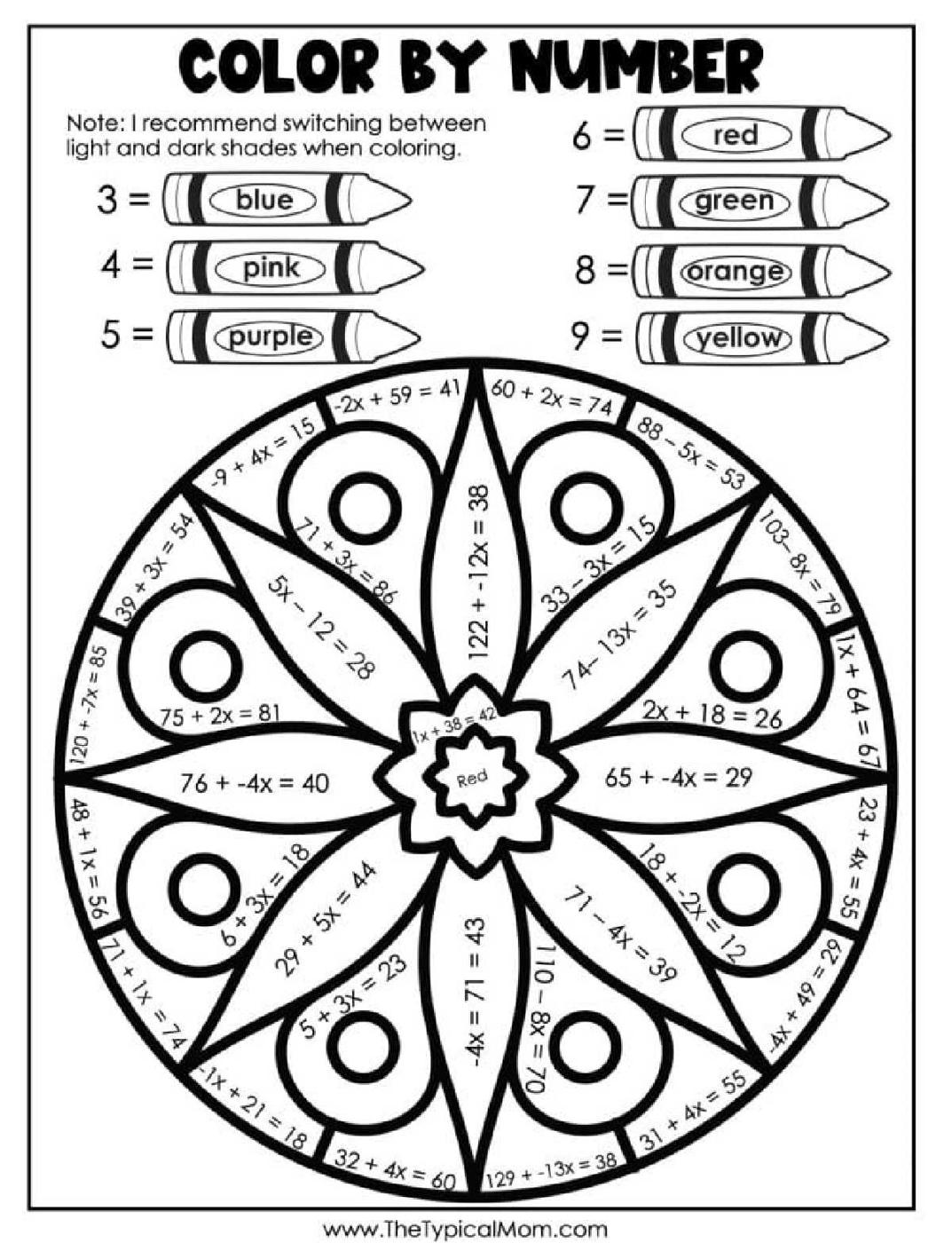 Free Printable Color by Number for Adults