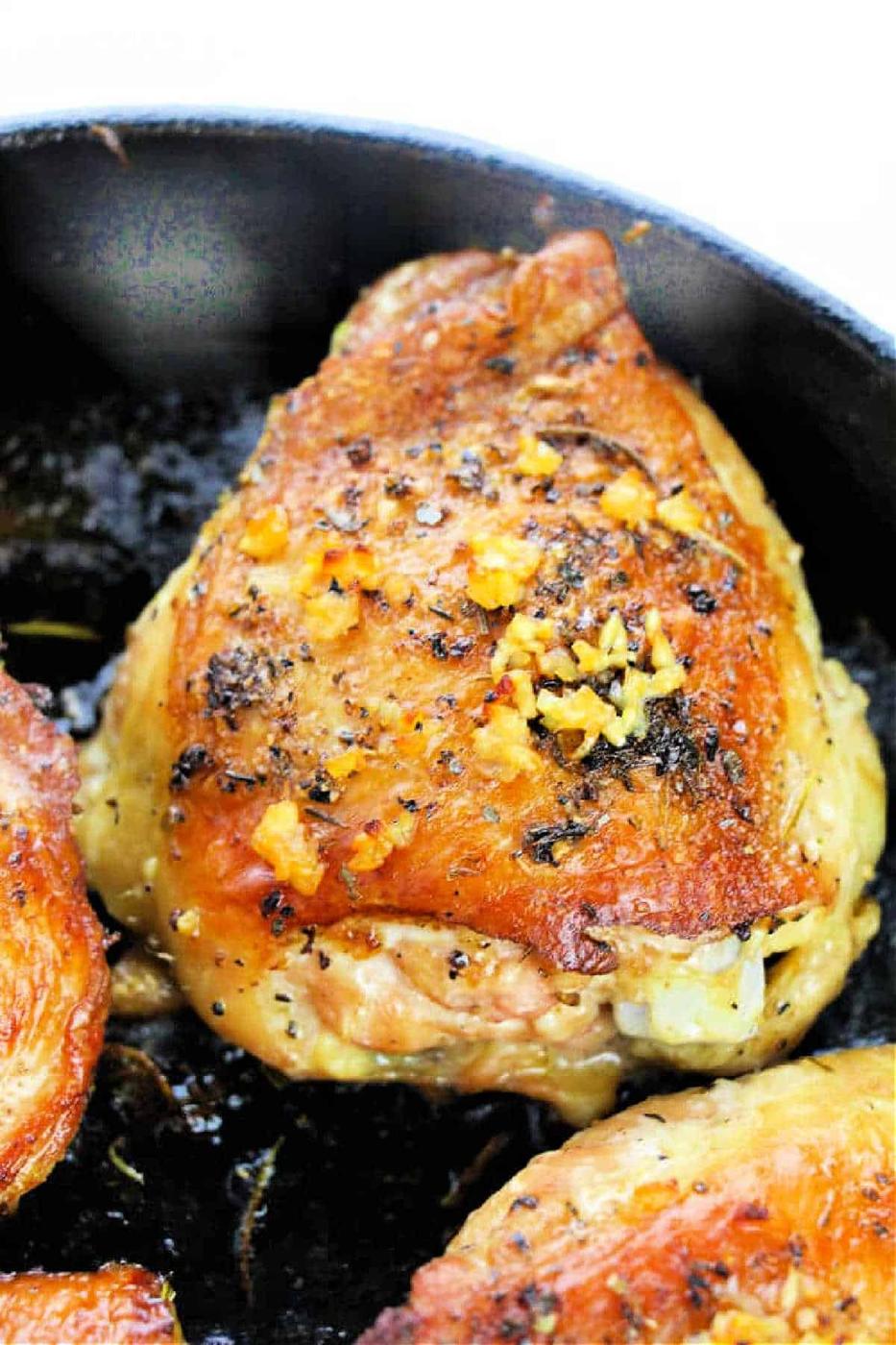 Baked Garlic Butter Chicken Thighs Bone In