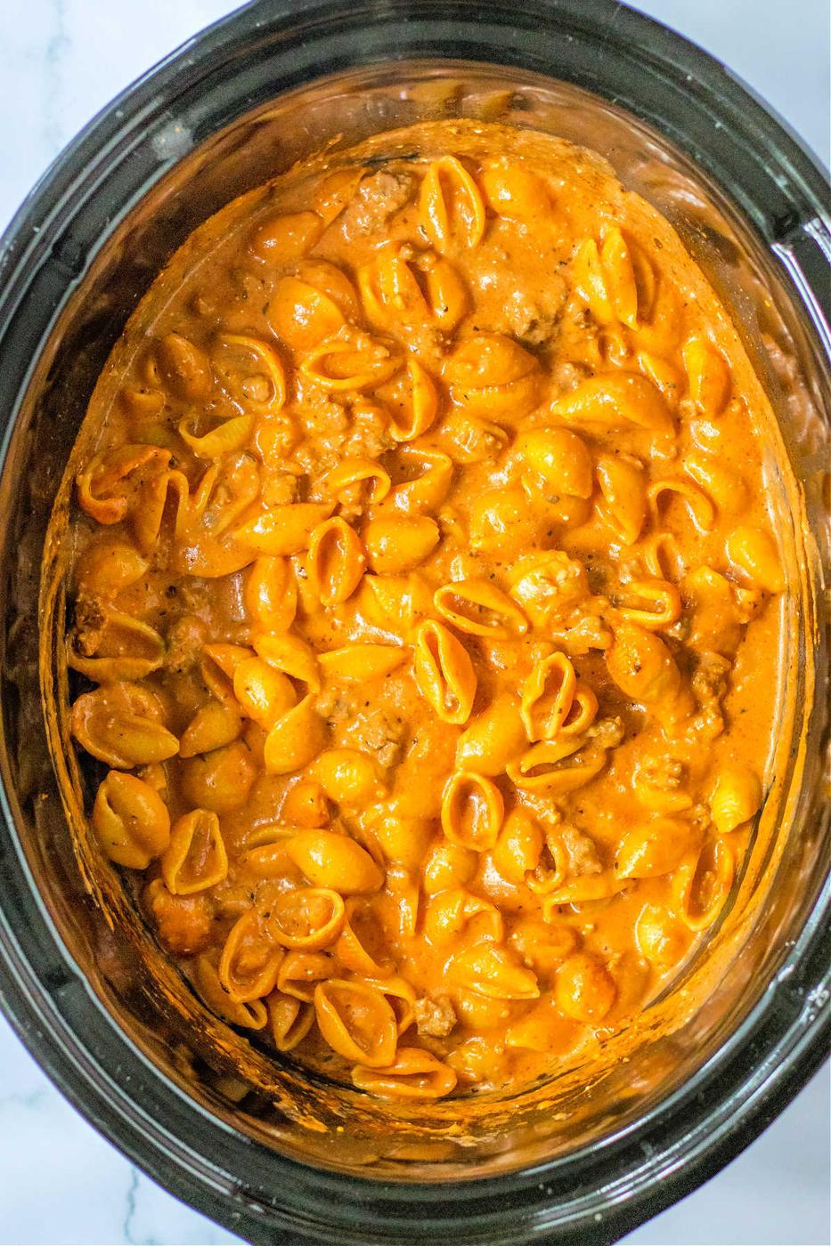 Cheesy Crockpot Goulash
