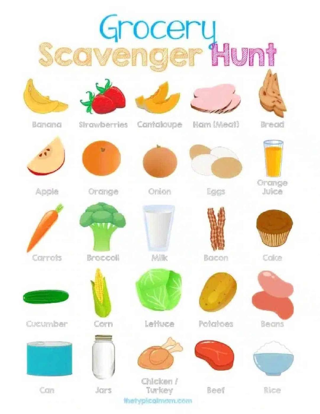 Grocery Store Scavenger Hunt