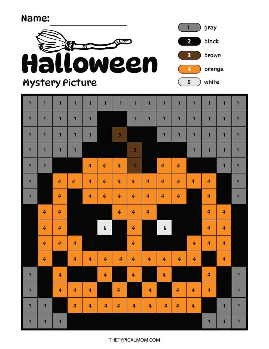 Free Halloween Color by Number PDF