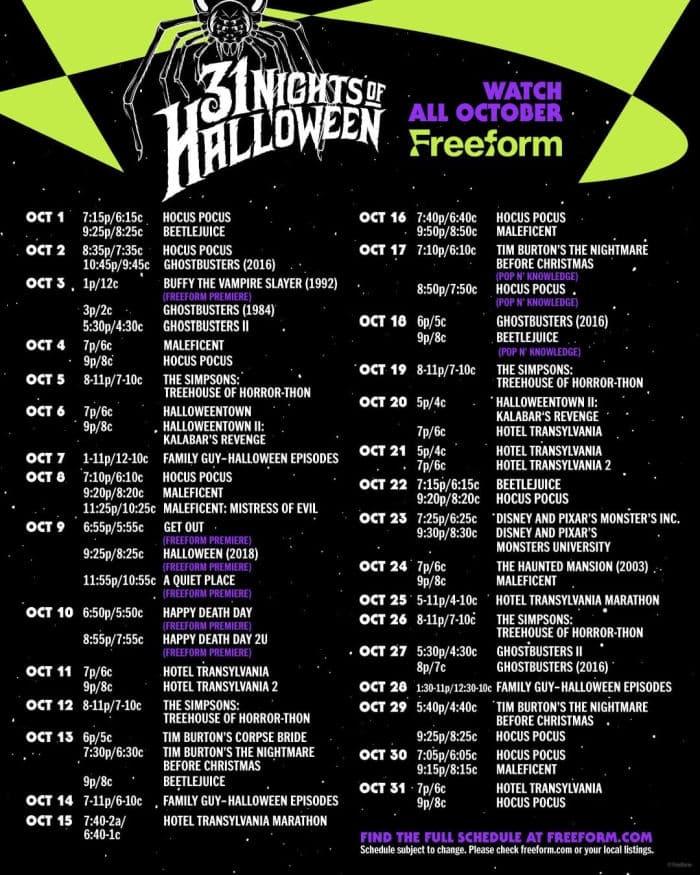 Halloween Television Show Schedule