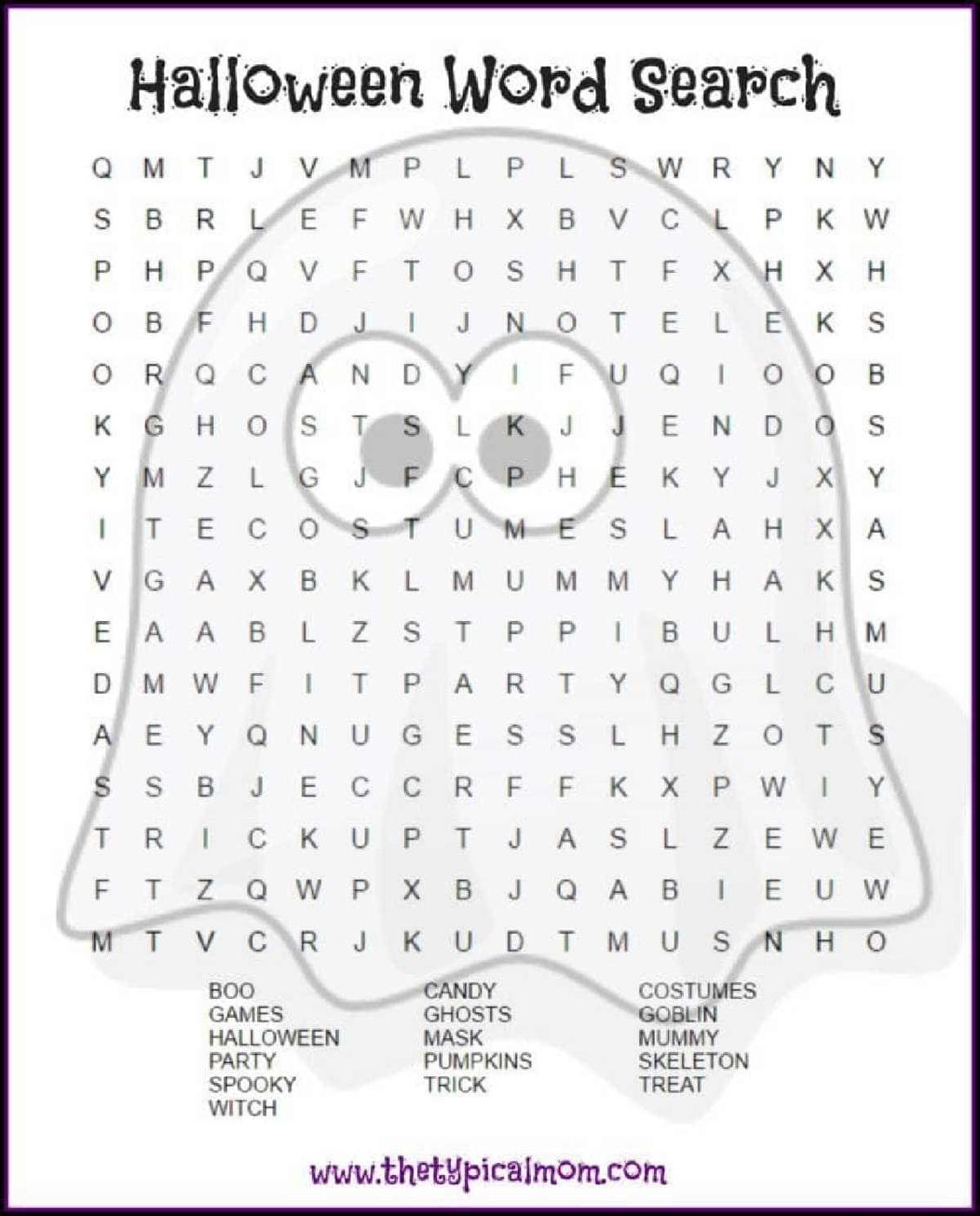 Free Halloween Word Search Printable