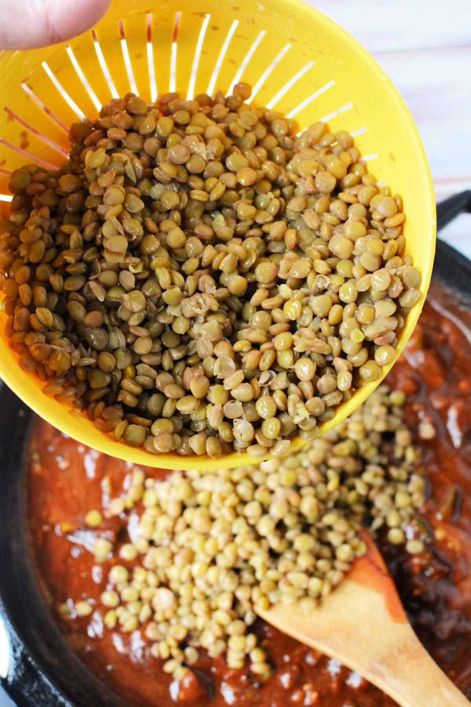 Green Lentils on Stove