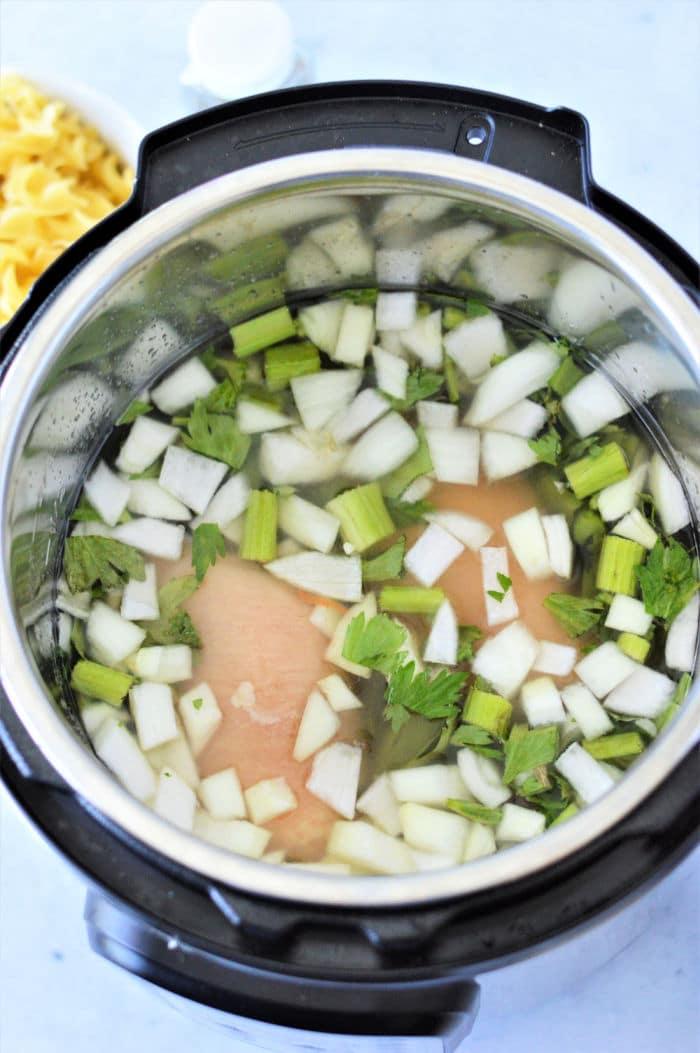 pressure cooker Chicken Noodle Soup with Frozen Chicken
