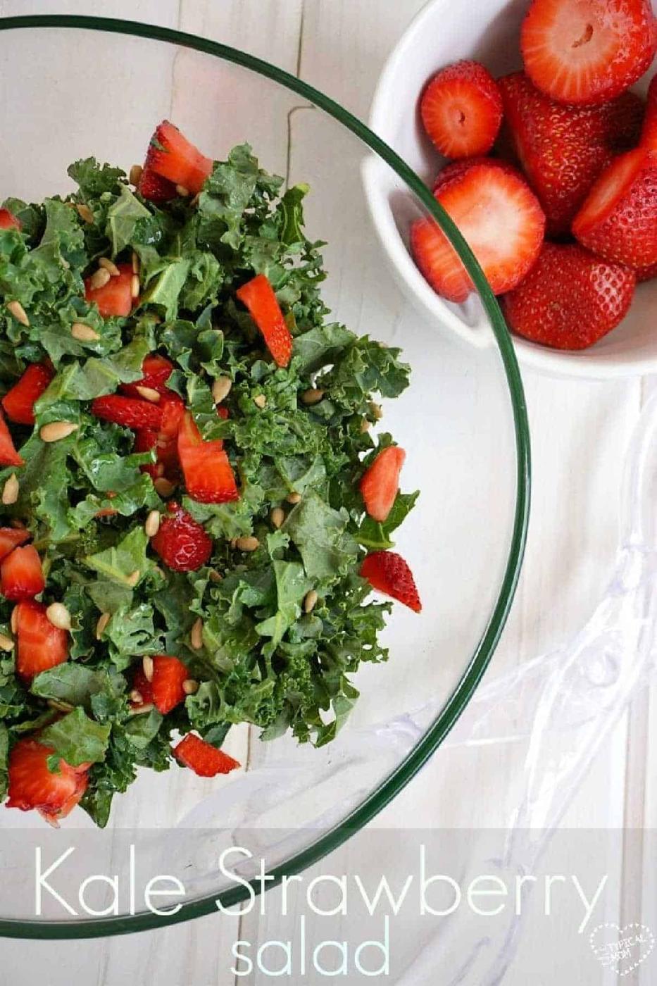 Kale Strawberry Salad with Balsamic Dressing