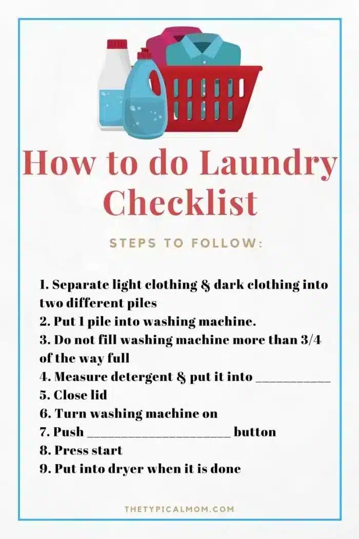 Printable Laundry Checklist