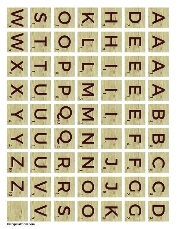 Free Printable Scrabble Tiles