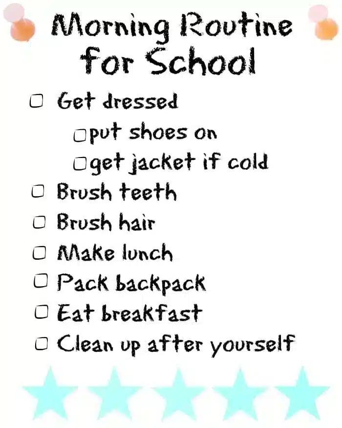 Morning Routine for School Printable