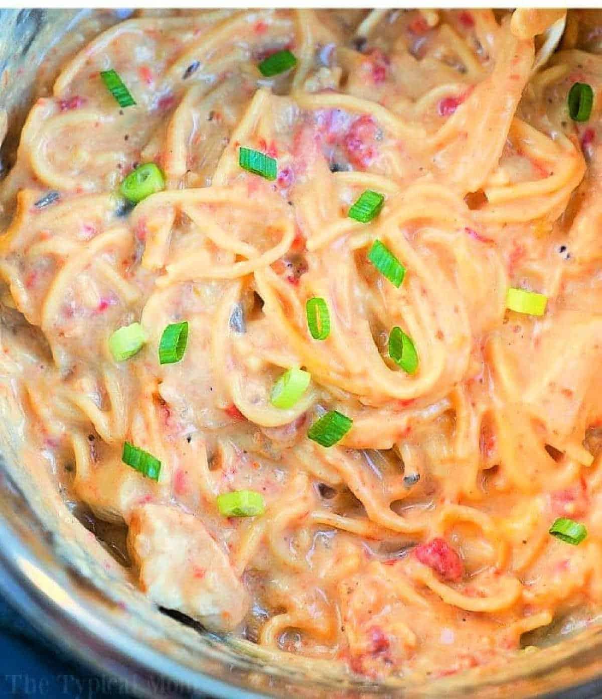 Pressure Cooker Cheesy Chicken Spaghetti