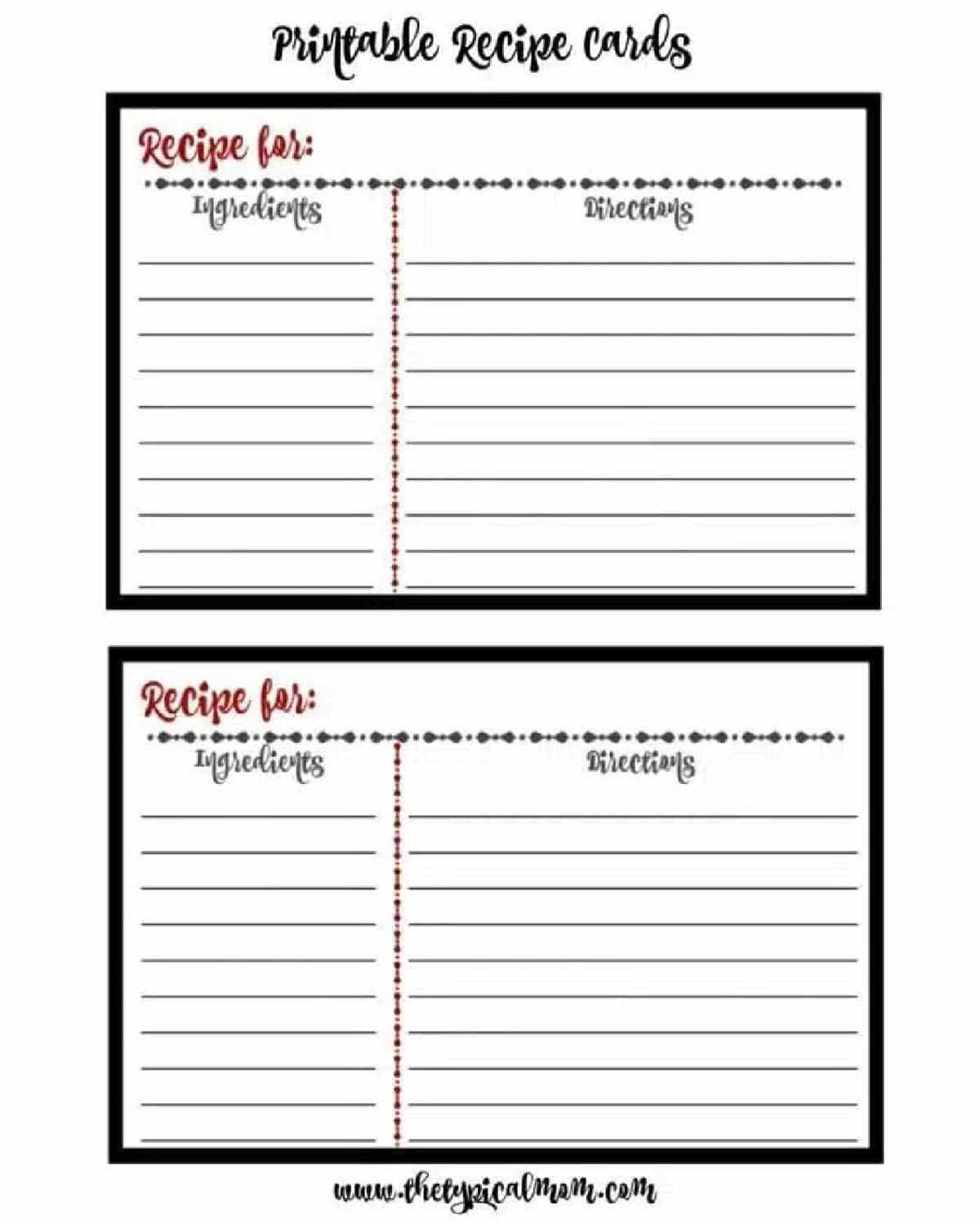 Free Printable Recipe Cards