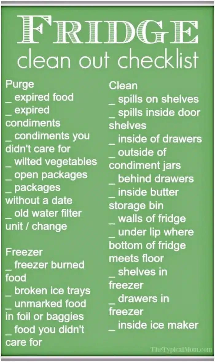 Refrigerator Clean Out Checklist