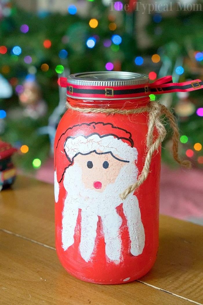 Mason Jar Santa Handprint Craft
