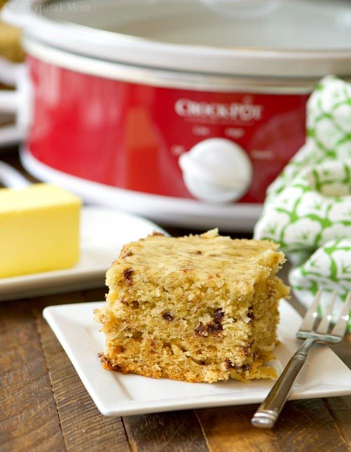 Slow cooker chocolate chip banana bread