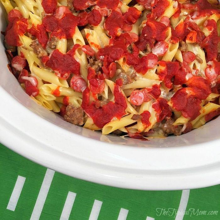 Crockpot Pizza Casserole with Elbow Macaroni