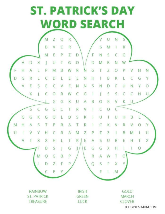 Free St. Patrick’s Day Word Search