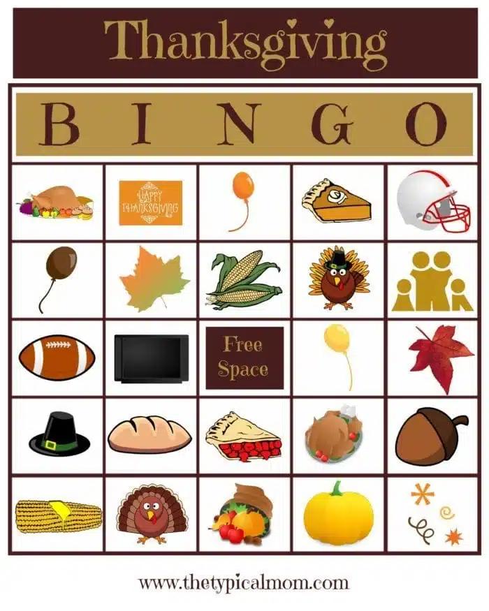 Free Thanksgiving Bingo Printable PDF