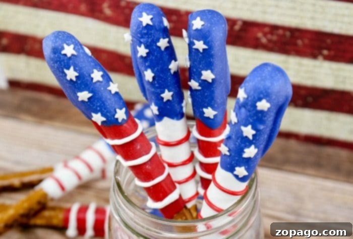 Quick and Colorful Patriotic Desserts 7 flag pretzels