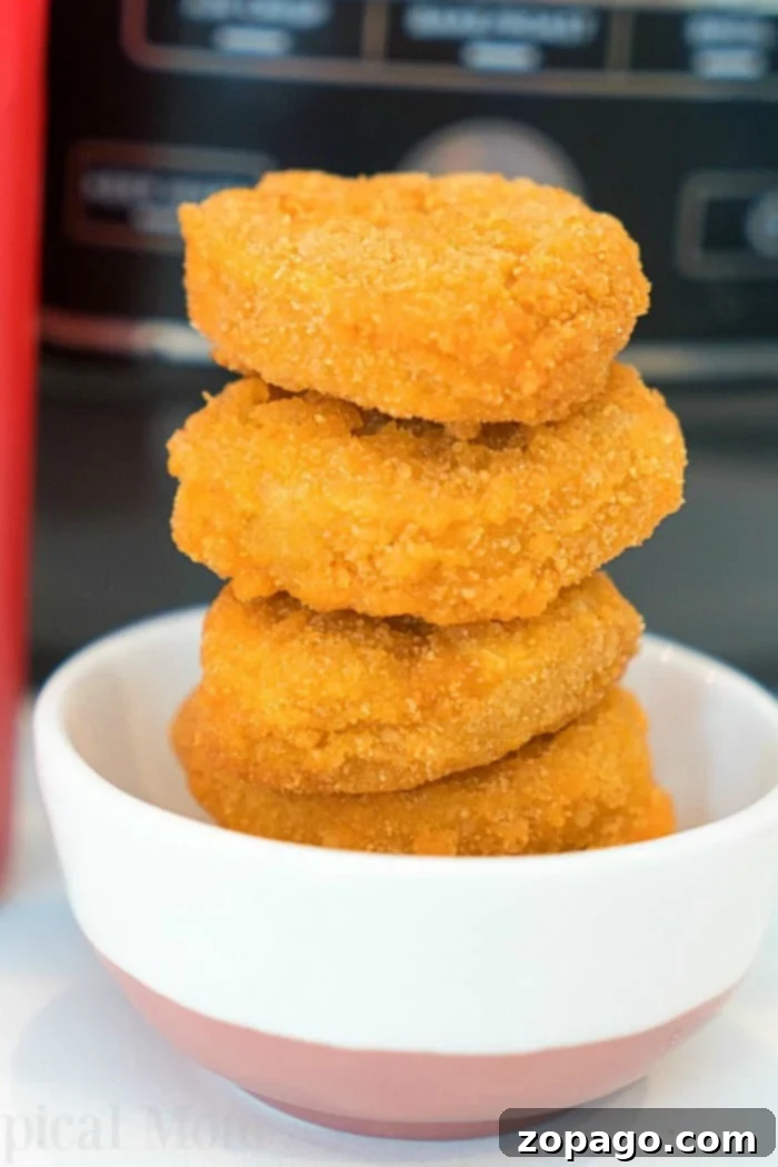 Irresistible Nugget Dipping Sauces 3 Crispy air-fried frozen chicken nuggets arranged for dipping