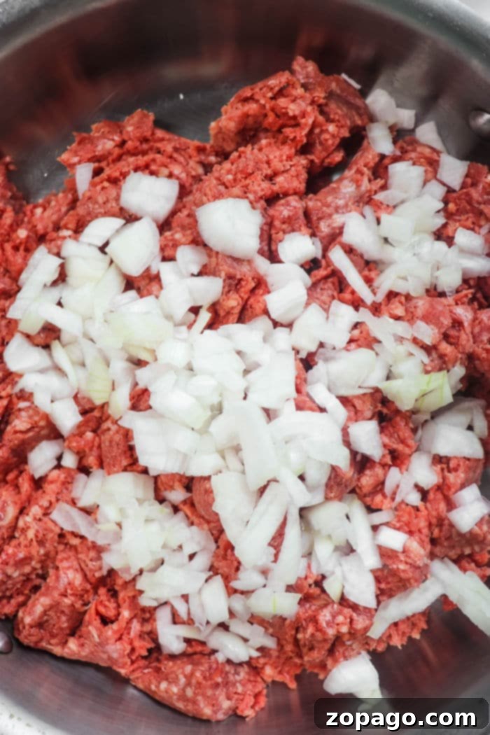 Hearty Slow Cooker Shepherd's Pie 4 browning ground beef