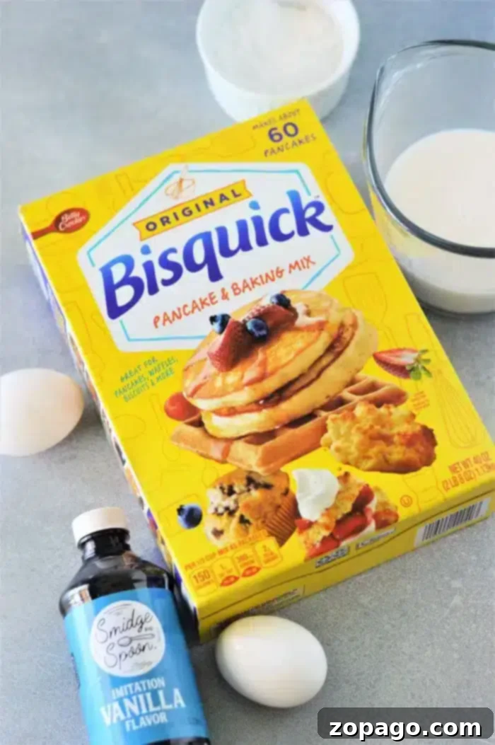 Effortless 3-Ingredient Bisquick Funnel Cake 3 A yellow box of Bisquick baking mix sits prominently on a wooden surface, ready to be used for the funnel cake recipe. The warm lighting highlights the classic packaging, evoking a sense of familiarity and homemade comfort.