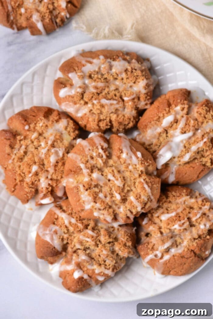 Cinnamon Streusel Coffee Cookies 2 Delicious Coffee Cake Cookies with crumb topping and glaze