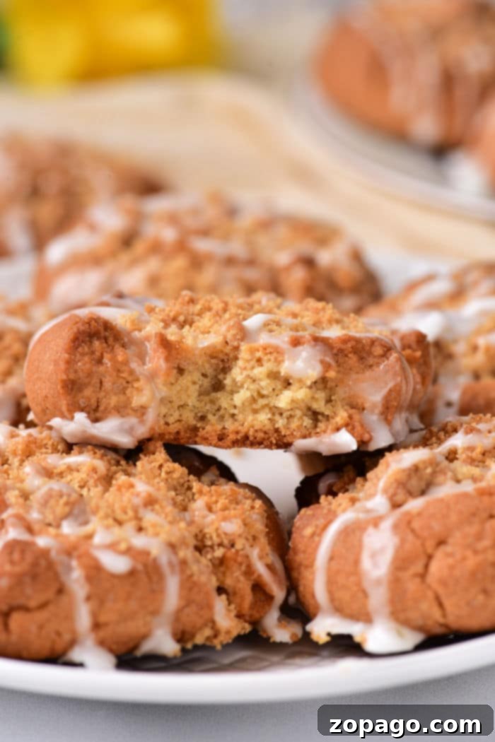 Cinnamon Streusel Coffee Cookies 7 Stack of Coffee Cake Cookies on a plate, ready to be eaten