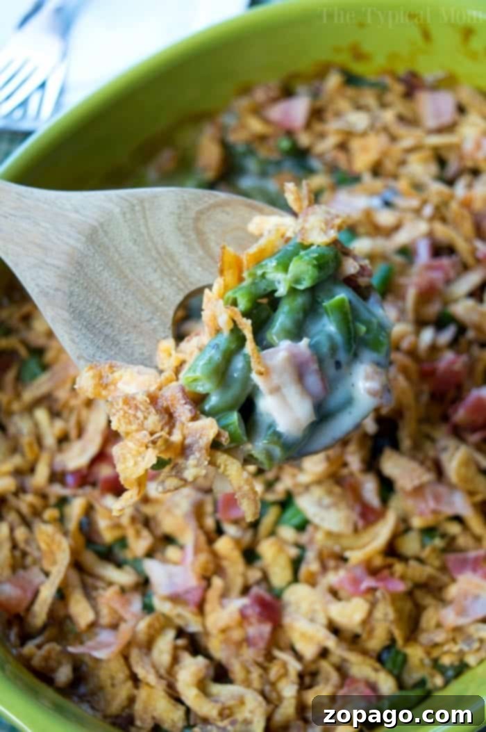Best Ever Green Bean Casserole with Bacon Easy Green Bean Casserole with Crispy Bacon and French Fried Onions