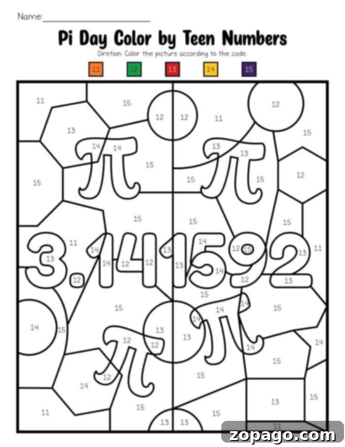Free Pi Day Printable Fun 4 Pi Day Color by Number Pages