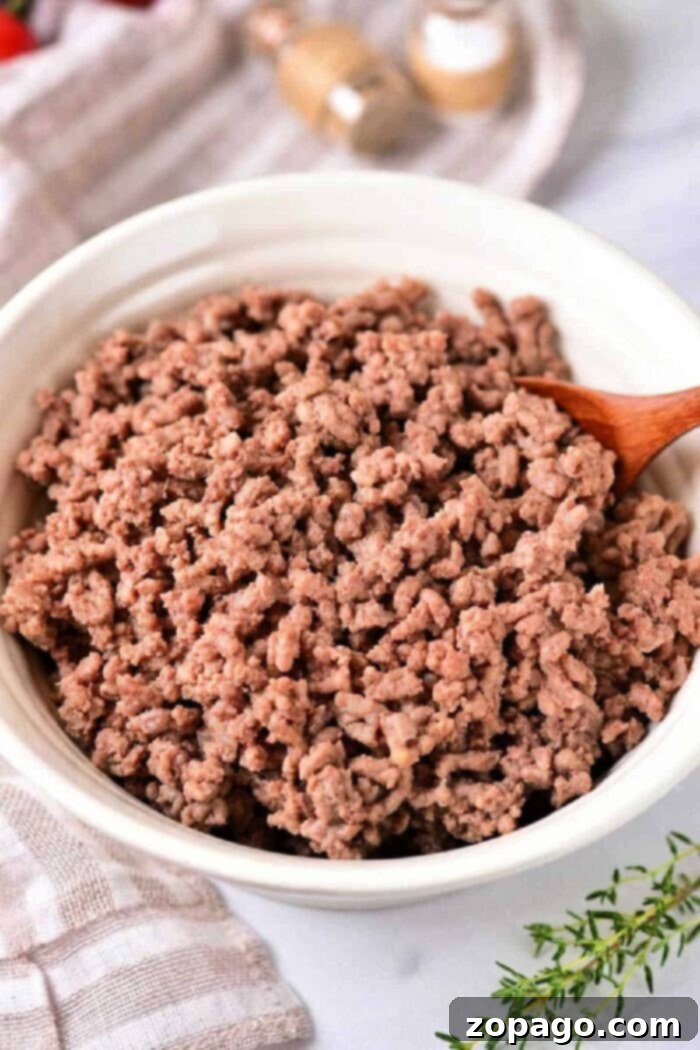 Cooking Ground Beef to Perfection 8 Delicious ground beef cooked to perfection, ideal for tacos and other savory dishes.