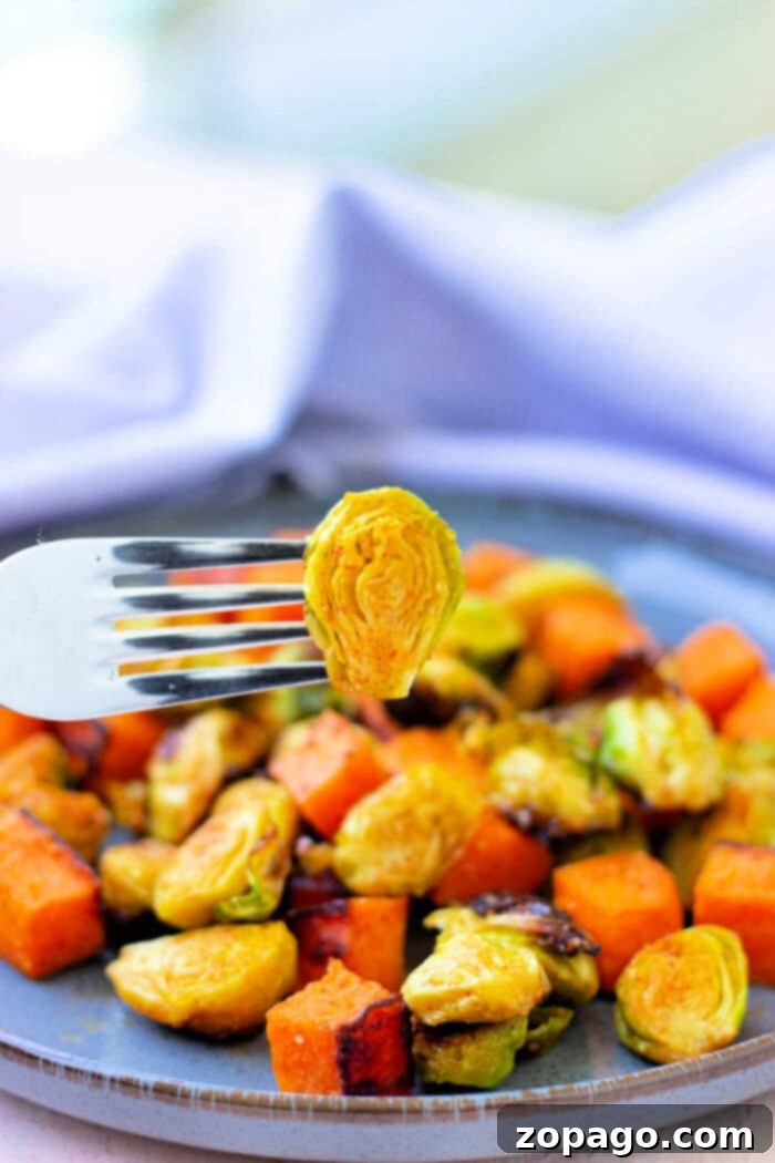 Crispy Air Fryer Brussels Sprouts and Sweet Potatoes 2 Crispy Air Fryer Brussel Sprouts and Sweet Potatoes