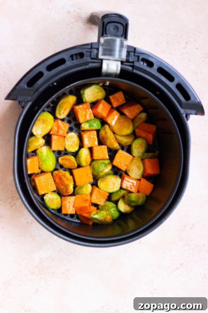 Crispy Air Fryer Brussels Sprouts and Sweet Potatoes 5 Air Fryer Brussel Sprouts and Sweet Potatoes